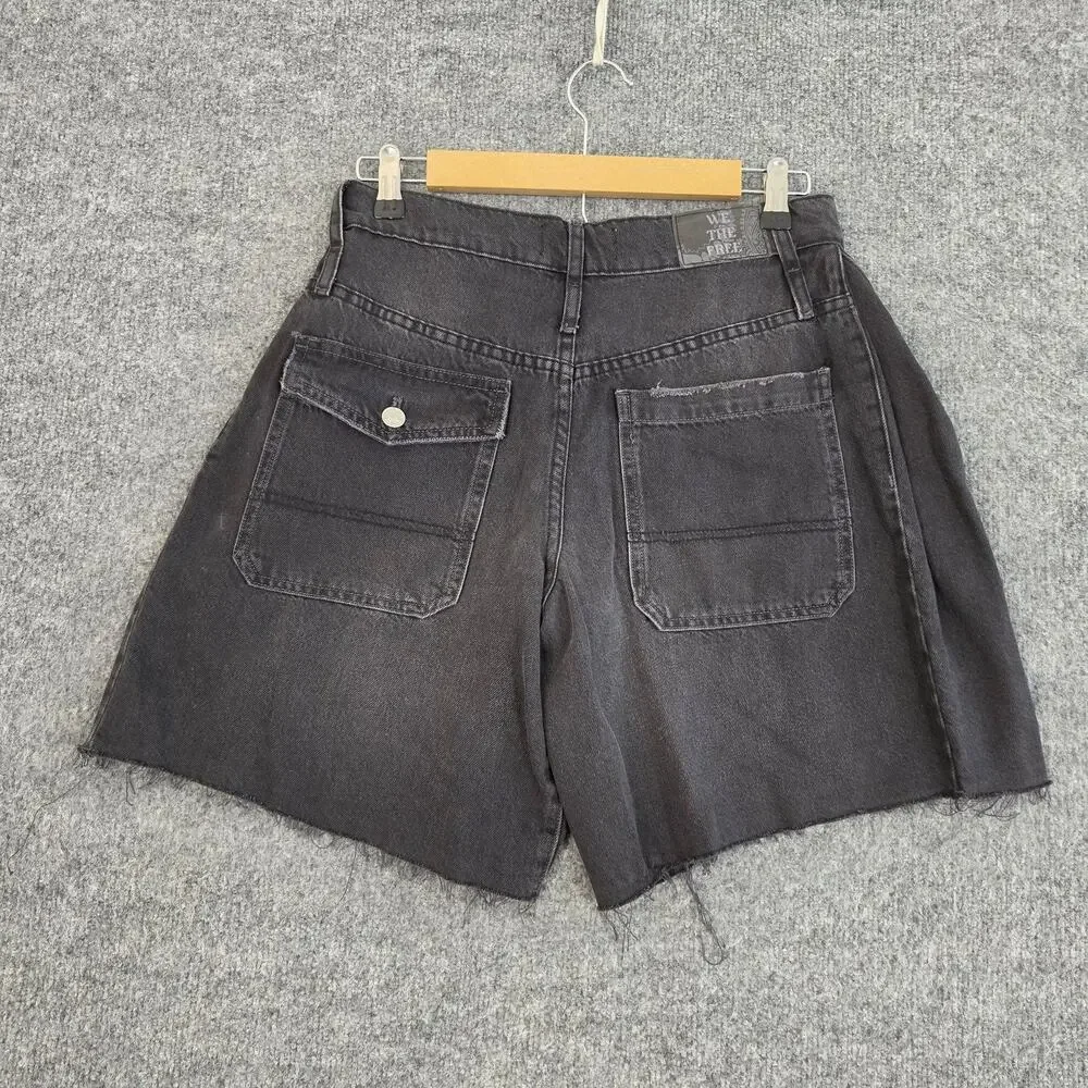 We The Free People Shorts 27 Boomerang High Rise Long Denim Cut Off Summer Casua